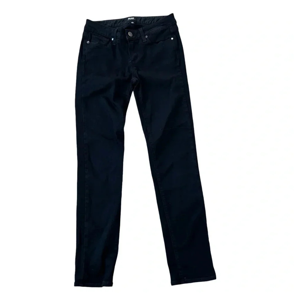 PAIGE Women’s Skyline Ankle Peg Black Denim Mid-Rise Jeans Size 26 GUC